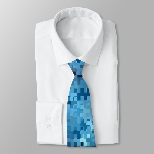 Trendy Stylish Cool Blue Pattern Tie (Tied)