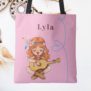 Trendy Stylish Cute Boho Pink Girls Tote Bag