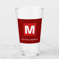 Trendy stylish dark red white monogram your name