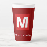 Trendy stylish dark red white monogram your name