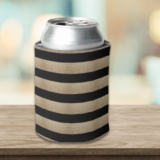 trendy stylish geometric black and gold stripes can cooler (trendy stylish geometric black and gold stripes can cooler)