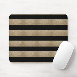 trendy stylish geometric black and gold stripes mouse pad