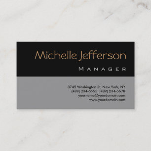 Trendy Stylish Grey Black Manager Business Card