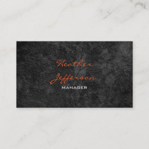 Trendy Stylish Grey Pattern Orange Script Manager Business Card