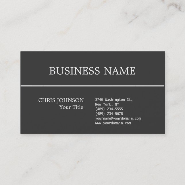 Trendy Stylish Grey & White Business Card (Front)