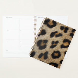 Trendy stylish leopard fur animal print pattern planner
