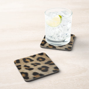 Trendy stylish leopard fur print animal pattern coaster