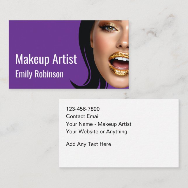 Trendy Stylish Makeup Artist Business Cards (Front/Back)