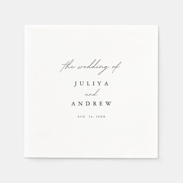 Trendy stylish Minimalist script wedding  Napkin (Front)