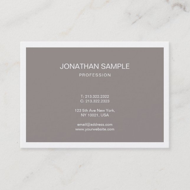 Trendy Stylish Minimalistic Design Brown Plain Business Card (Front)
