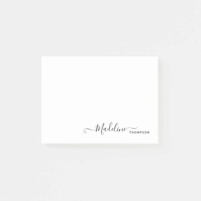 Trendy Stylish Modern Girly Script Black Post-it Notes (Front)