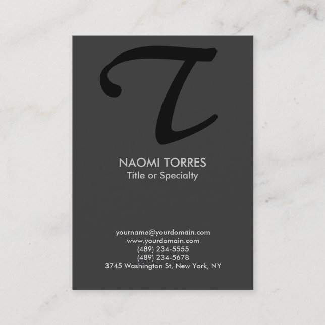 Trendy stylish modern grey black monogram business card (Front)