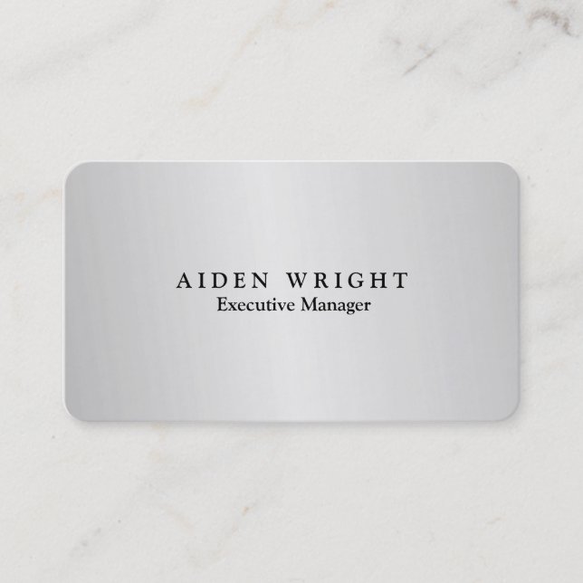 Trendy Stylish Modern Minimalist Silver Grey Business Card (Front)