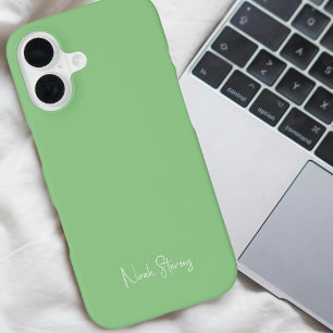 Trendy Stylish Monogram Modern Minimalist Green  iPhone 16 Case