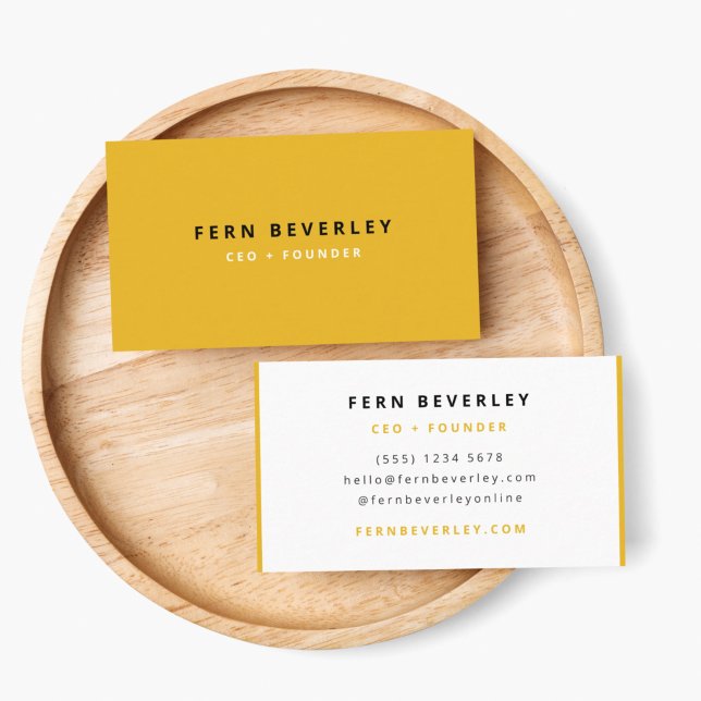 Trendy Stylish Mustard Yellow Modern Minimal Business Card (Creator Uploaded)