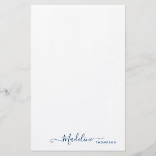 Trendy Stylish Navy Blue Script Typography Stationery