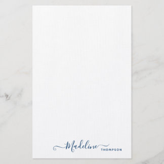 Trendy Stylish Navy Blue Script Typography Stationery