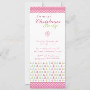 Trendy stylish pink Christmas trees party invite