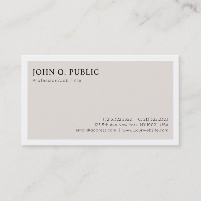 Trendy Stylish Plain Modern Minimalist Design Luxe Business Card (Front)