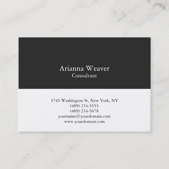 Trendy Stylish Professional Plain Grey White Business Card (Front)