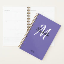 Trendy Stylish Purple Monogram Name + Initial