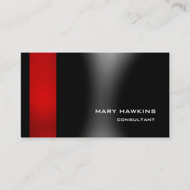 Trendy Stylish Red Black Grey Modern Elegant Business Card (Front)