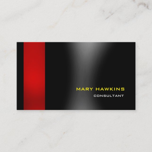 Trendy Stylish Red Black Grey Modern Elegant Business Card (Front)