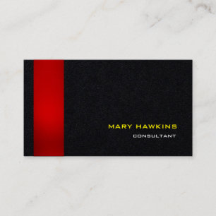 Trendy Stylish Red Black Modern Elegant Plain Business Card