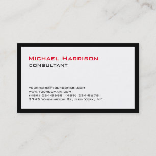 Trendy Stylish Red Black White Consultant Business Card