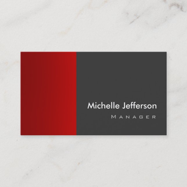 Trendy Stylish Red Grey Business Card (Front)