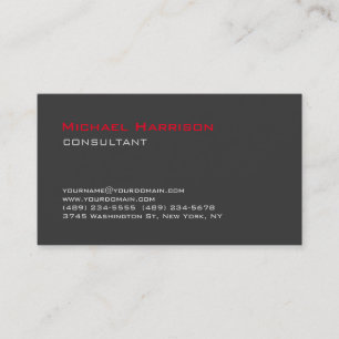 Trendy Stylish Red Grey Consultant Business Card