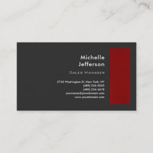 Trendy Stylish Red Grey Modern Minimalist Business Card