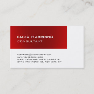 Trendy Stylish Red White Consultant Business Card