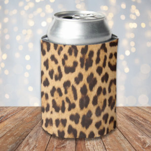 trendy stylish wild safari fashion leopard print can cooler