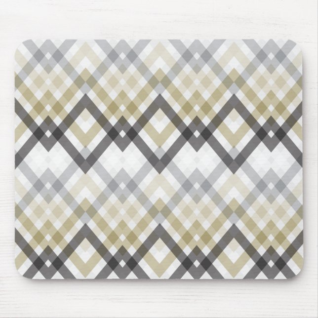 Trendy Stylish Zig Zag Chevron Checks Black Gold Mouse Pad (Front)