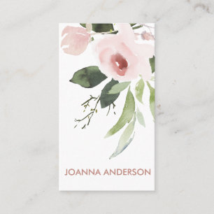 TRENDY SUBTLE COLOR WASH BLUSH PINK FLORAL BUNCH BUSINESS CARD