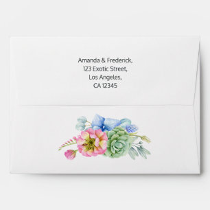 Trendy Succulent Floral Wedding Envelope