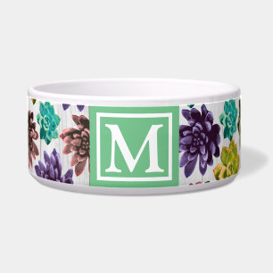 Trendy Succulents & White Wood Planks Monogram