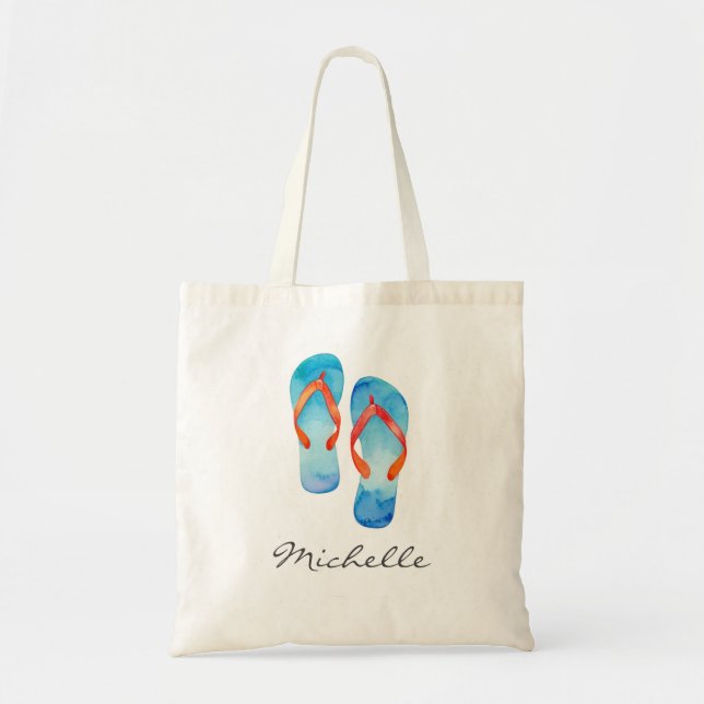 Trendy Summer Beach Flip Flops  Tote Bag (Front)