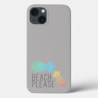 trendy summer "beach please", colourful pineapple