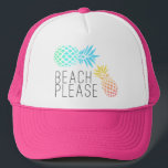 trendy summer "beach please", colourful pineapple trucker hat<br><div class="desc">Fresh,  summer and colourful design. You may customise the product by choosing the background colour.</div>