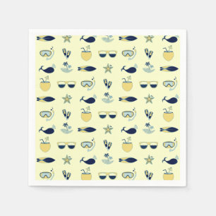 Trendy Summer Icons Pattern Napkin