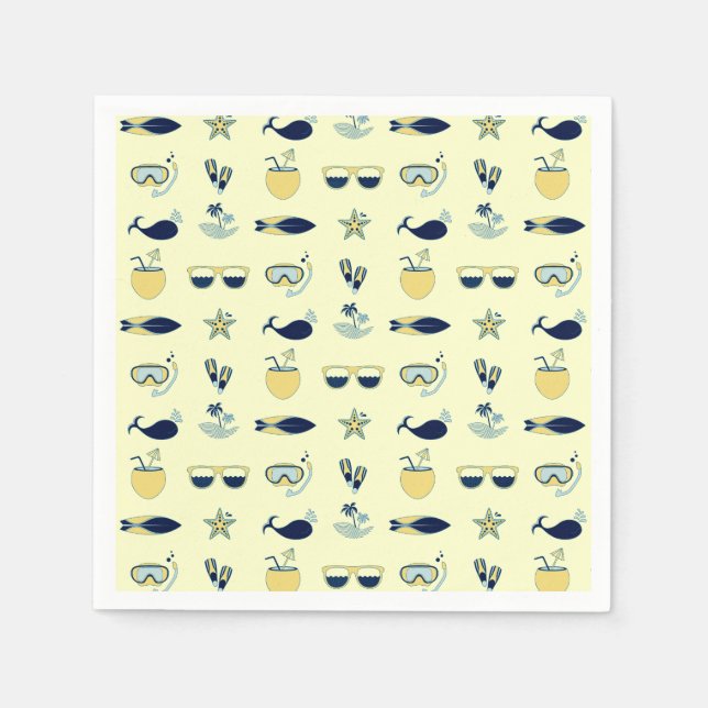 Trendy Summer Icons Pattern Napkin (Front)