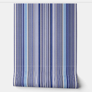 Trendy Summer Navy Blue Boat Stripes Collection Wallpaper