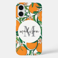 Trendy Summer Oranges Citrus Fruit Blossom Pattern