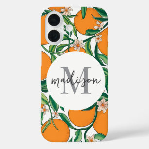 Trendy Summer Oranges Citrus Fruit Blossom Pattern iPhone 16 Case