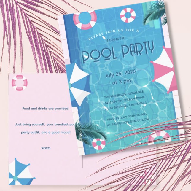 Trendy Summer Pool Party Invitation (Creator Uploaded)