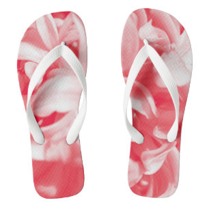 Trendy summer red and white flowers jandals
