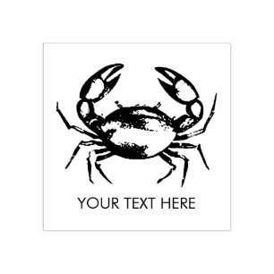 Trendy Summer Seafood Crab Nautical Personalised   Rubber Stamp