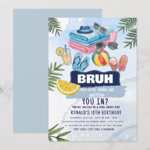 Trendy summer swimming pool birthday party  invitation